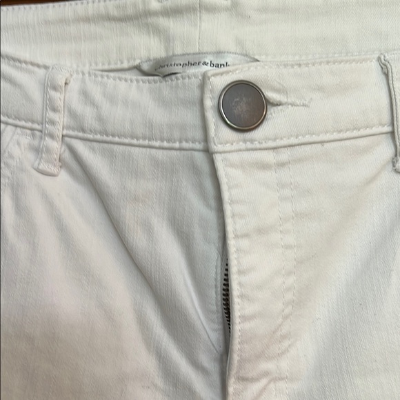 Christopher & Banks White Jean Shorts Size 14 5-Pocket Zipper Front Cotton Spand - Picture 2 of 6